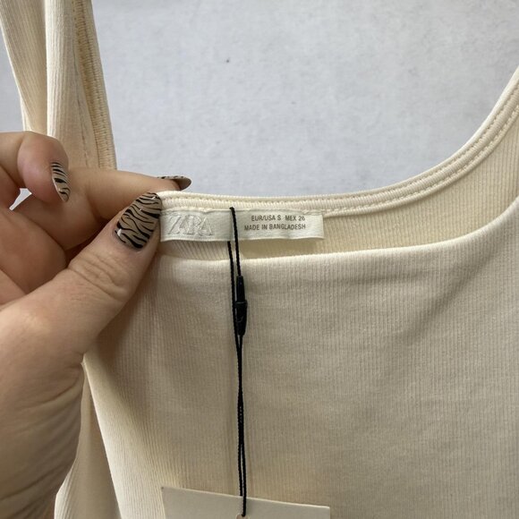 Zara Dress Womens Small White Scoop Neck Tiered Ruffle Hem Fit Flare Sundress - Picture 2 of 10